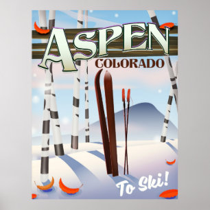 Aspen Colorado vintage stijl ski poster. Poster
