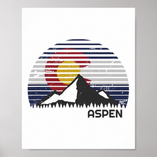 Aspen Colorado Vlag - Co Mountain Poster (Voorkant)