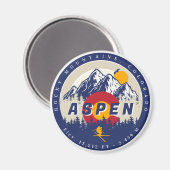 Aspen Colorado Vlag Ski Berg Sunset Souvenirs Magneet (Voorkant / Achterkant)