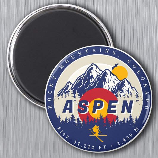Aspen Colorado Vlag Ski Berg Sunset Souvenirs Magneet