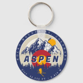 Aspen Colorado Vlag Ski Berg Sunset Souvenirs Sleutelhanger (Voorkant)