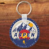 Aspen Colorado Vlag Ski Berg Sunset Souvenirs Sleutelhanger (Voorkant)