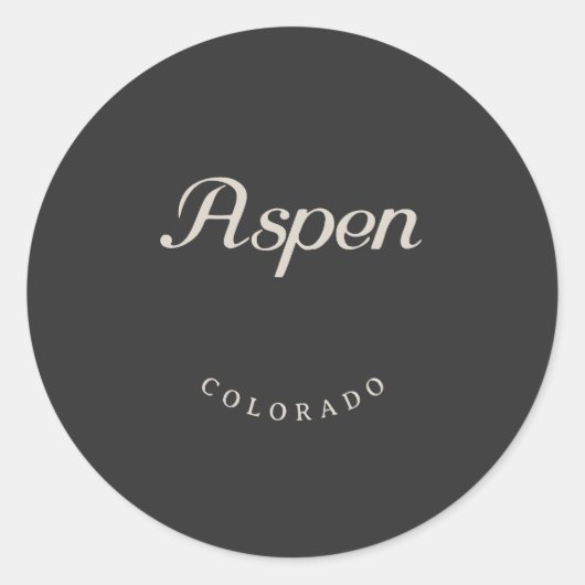 Aspen Colorado White Font Ronde Sticker (Voorkant)