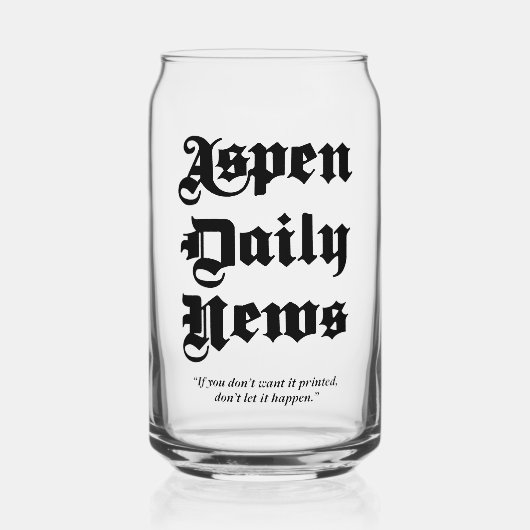 Aspen Daily News 16 oz. bedrukt blik Blikvorm Glas (Voorkant)