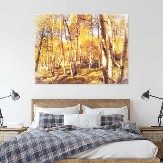 Aspen Forest in levendige herfstkleuren Canvas Afdruk (Insitu (Slaapkamer))