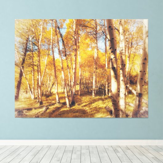 Aspen Forest in levendige herfstkleuren Canvas Afdruk (Insitu (Houten vloer))