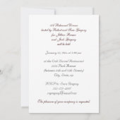 Aspen Glow WEDDING Rehearsal Dinner Kaart (Achterkant)