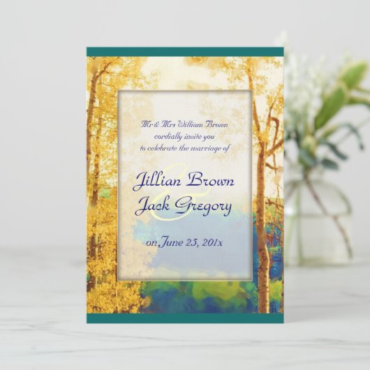 Aspen Glow WEDDING-uitnodiging Kaart (Staand voorkant)