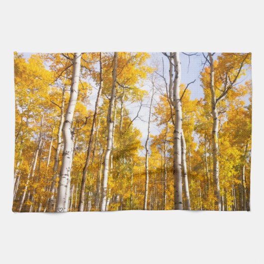 Aspen Groove Yellow Fall Leaves Theedoek (Horizontaal)