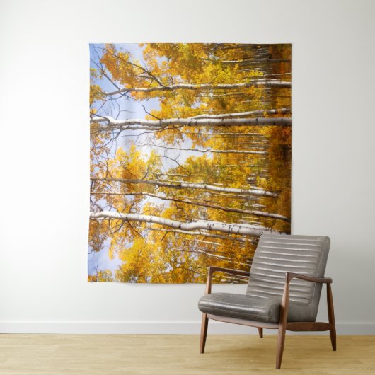 Aspen Groove Yellow Fall Leaves Wandkleed (In situ)