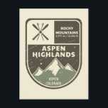 Aspen Highlands Aspen Rocky Mountains Colorado Briefkaart<br><div class="desc">Aspen Highlands Ski Badge Design met hoogte- en plaatsgegevens.</div>