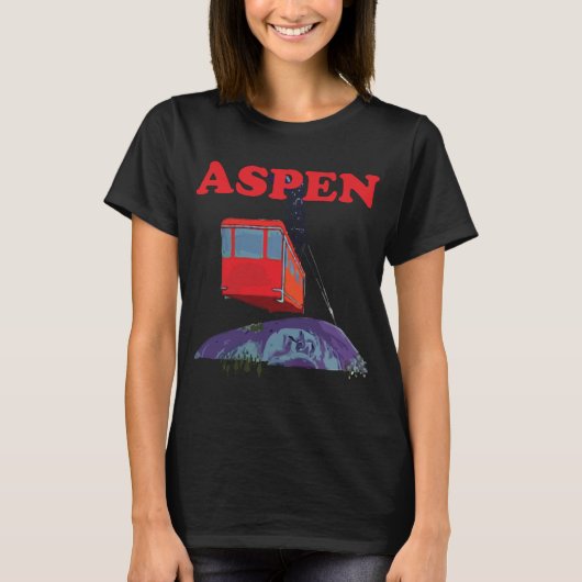 Aspen Kabelbaan Rood Ski Retro Reis T-shirt (Voorkant)