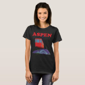 Aspen Kabelbaan Rood Ski Retro Reis T-shirt (Voorkant volledig)