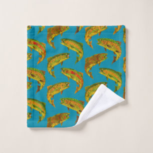 Aspen Leaf Rainbow Trout Seamless Pattern 2018 Bad Handdoek