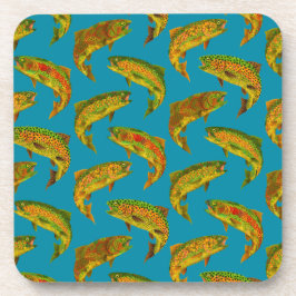 Aspen Leaf Rainbow Trout Seamless Pattern 2018 Bier Onderzetter