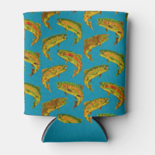 Aspen Leaf Rainbow Trout Seamless Pattern 2018 Blikjeskoeler (Voorkant)