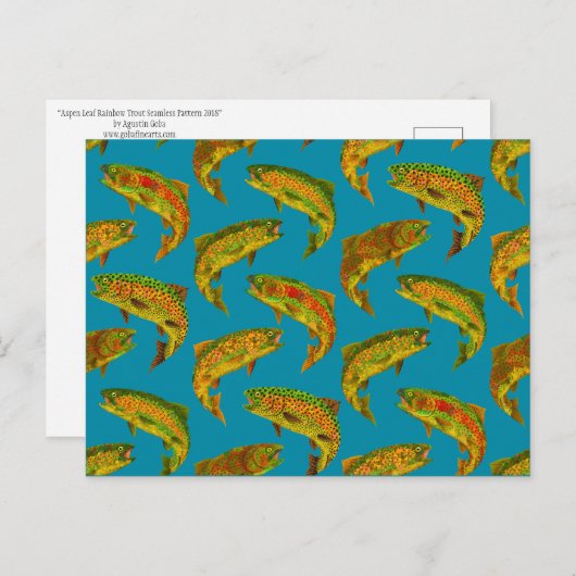 Aspen Leaf Rainbow Trout Seamless Pattern 2018 Briefkaart (Voorkant / Achterkant)