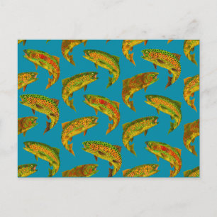 Aspen Leaf Rainbow Trout Seamless Pattern 2018 Briefkaart