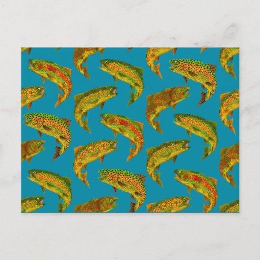 Aspen Leaf Rainbow Trout Seamless Pattern 2018 Briefkaart (Voorkant)