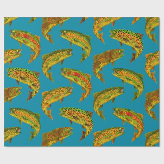 Aspen Leaf Rainbow Trout Seamless Pattern 2018 Cadeaupapier (Vlak)