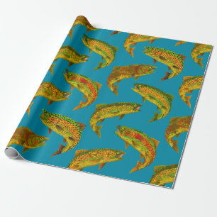 Aspen Leaf Rainbow Trout Seamless Pattern 2018 Cadeaupapier