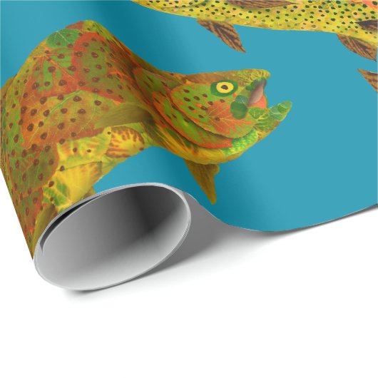 Aspen Leaf Rainbow Trout Seamless Pattern 2018 Cadeaupapier (Rol Hoek)
