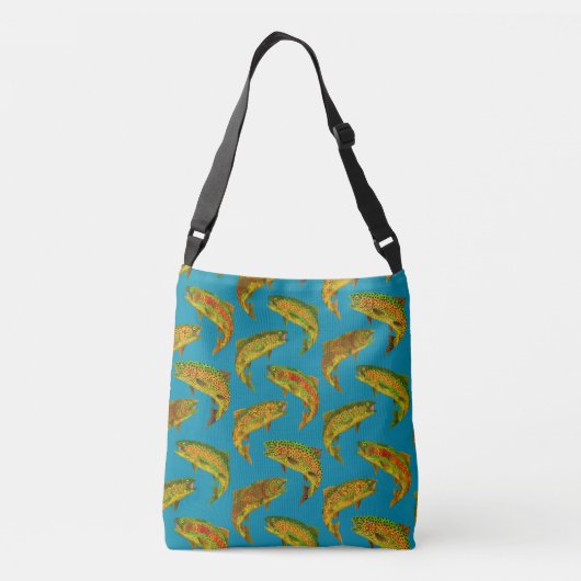 Aspen Leaf Rainbow Trout Seamless Pattern 2018 Crossbody Tas (Achterkant)