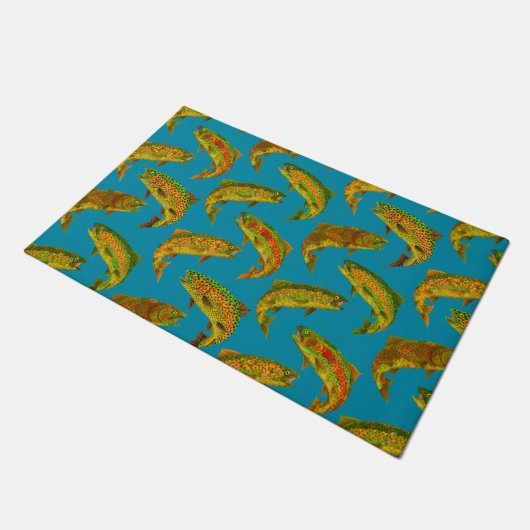 Aspen Leaf Rainbow Trout Seamless Pattern 2018 Deurmat (Schuin)