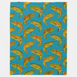 Aspen Leaf Rainbow Trout Seamless Pattern 2018 Fleece Deken