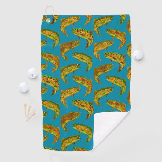 Aspen Leaf Rainbow Trout Seamless Pattern 2018 Golfhanddoek (Insitu)