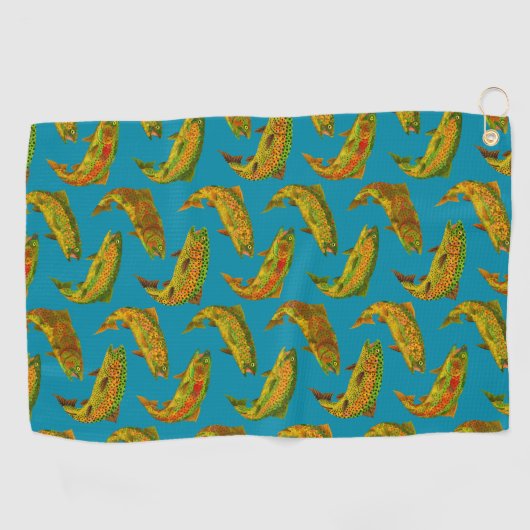 Aspen Leaf Rainbow Trout Seamless Pattern 2018 Golfhanddoek (Horizontaal)