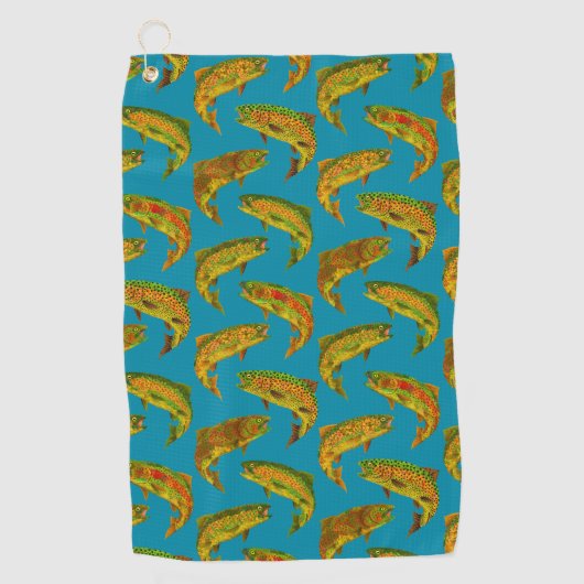 Aspen Leaf Rainbow Trout Seamless Pattern 2018 Golfhanddoek (Voorkant)