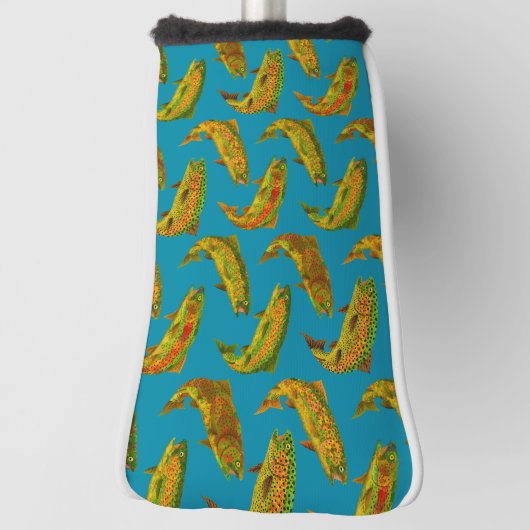 Aspen Leaf Rainbow Trout Seamless Pattern 2018 Golfheadcover (Draai 90)