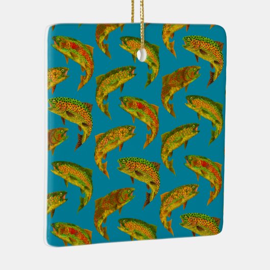 Aspen Leaf Rainbow Trout Seamless Pattern 2018 Keramisch Ornament (Rechts)