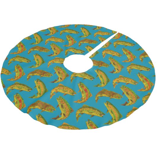 Aspen Leaf Rainbow Trout Seamless Pattern 2018 Kerstboom Rok (Gekanteld)