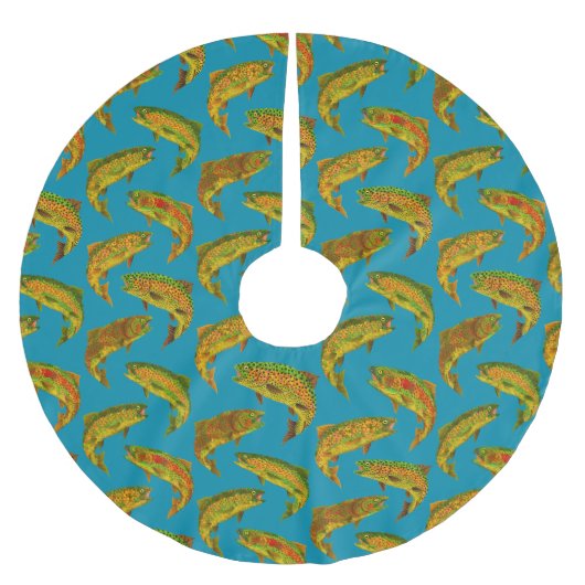 Aspen Leaf Rainbow Trout Seamless Pattern 2018 Kerstboom Rok (Voorkant)