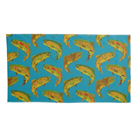 Aspen Leaf Rainbow Trout Seamless Pattern 2018 Kussensloop (Achterkant-Rechts)