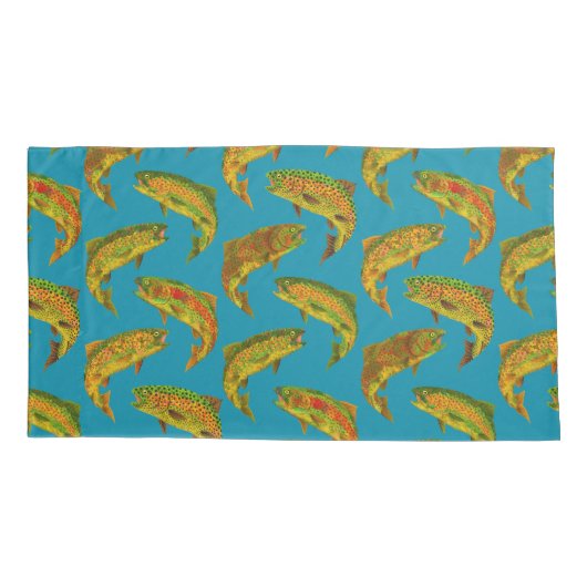 Aspen Leaf Rainbow Trout Seamless Pattern 2018 Kussensloop (Achterkant-Links)