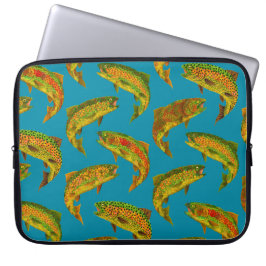 Aspen Leaf Rainbow Trout Seamless Pattern 2018 Laptop Sleeve