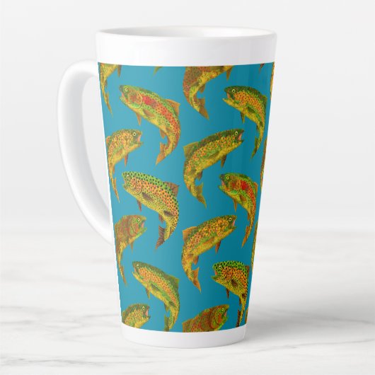 Aspen Leaf Rainbow Trout Seamless Pattern 2018 Latte Mok (Linkerhoek)