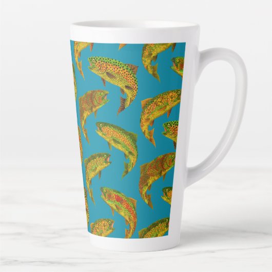 Aspen Leaf Rainbow Trout Seamless Pattern 2018 Latte Mok (Rechts)