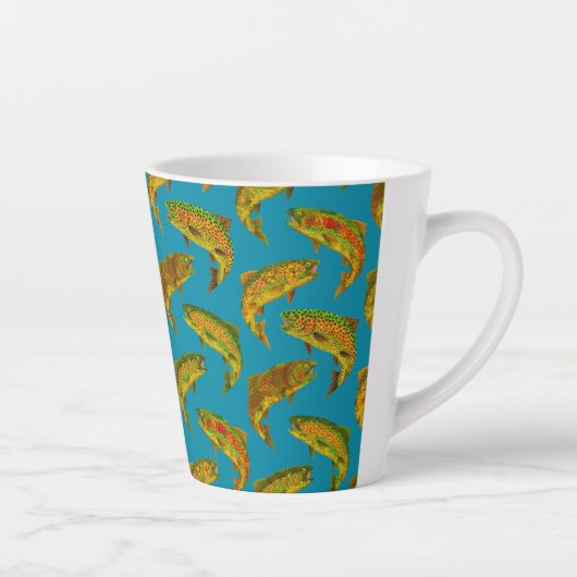 Aspen Leaf Rainbow Trout Seamless Pattern 2018 Latte Mok (Rechts)
