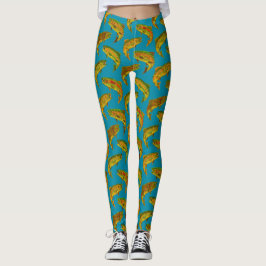 Aspen Leaf Rainbow Trout Seamless Pattern 2018 Leggings