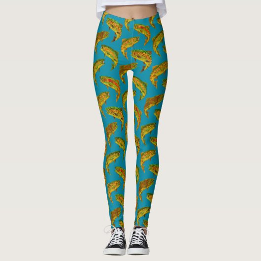 Aspen Leaf Rainbow Trout Seamless Pattern 2018 Leggings (Voorkant)