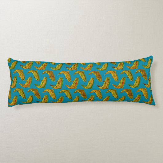 Aspen Leaf Rainbow Trout Seamless Pattern 2018 Lichaamskussen (Achterkant)