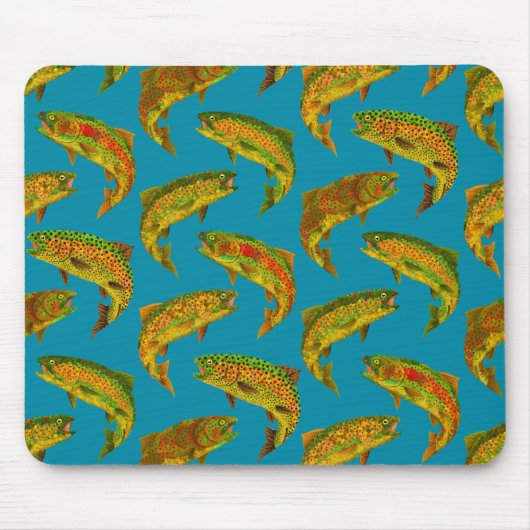 Aspen Leaf Rainbow Trout Seamless Pattern 2018 Muismat (Voorkant)