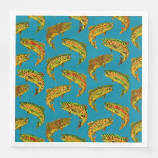 Aspen Leaf Rainbow Trout Seamless Pattern 2018 Servet (Voorkant)