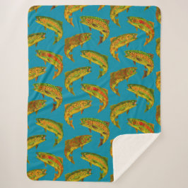 Aspen Leaf Rainbow Trout Seamless Pattern 2018 Sherpa Deken