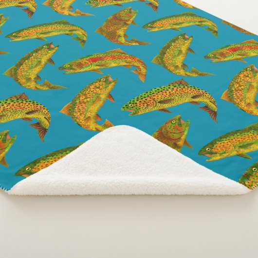 Aspen Leaf Rainbow Trout Seamless Pattern 2018 Sherpa Deken (3/4)
