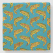 Aspen Leaf Rainbow Trout Seamless Pattern 2018 Stenen Onderzetter (Voorkant)